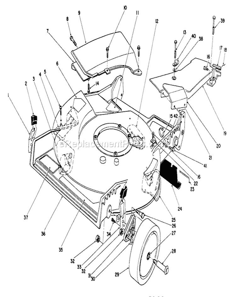 Housing Assembly Diagram and Parts List for 2000001-2999999 - 1992 Toro