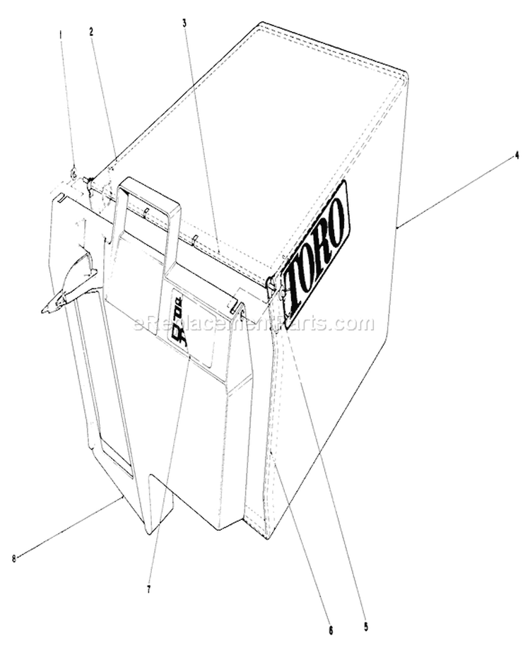 Recycler Bagging Kit Diagram and Parts List for 2000001-2999999 - 1992 Toro
