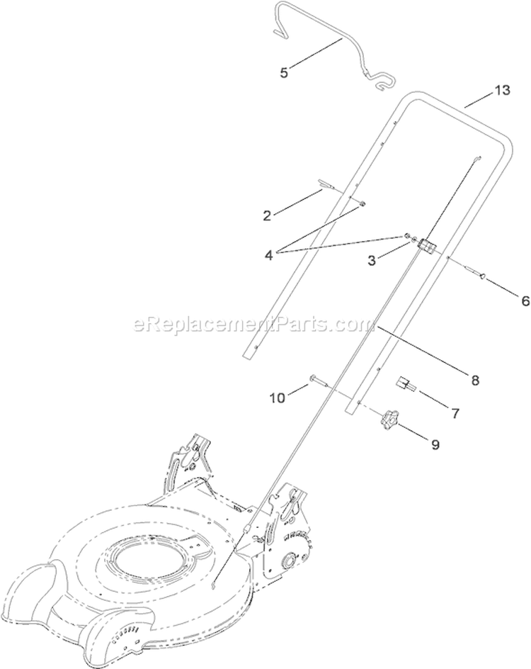 Handle Assembly Diagram and Parts List for 310000001-310999999 - 2010 Toro Lawn Mower
