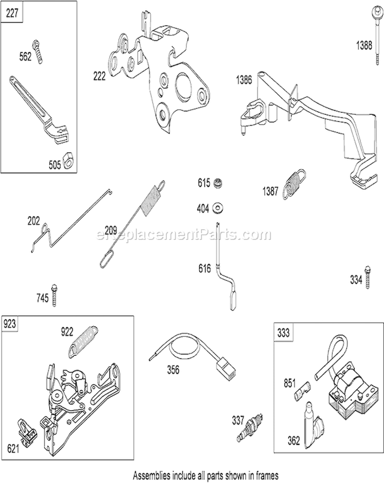 Governor, Controls and Ignition Assembly Diagram and Parts List for 290000001-290999999 - 2009 Toro Lawn Mower