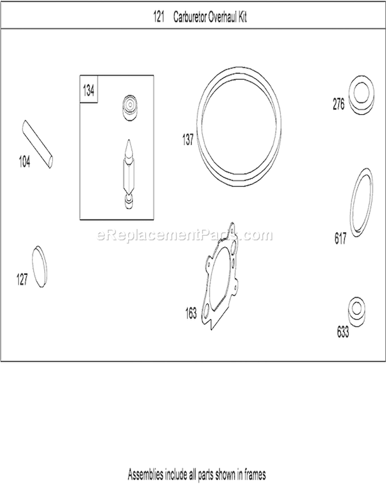 Carburetor Overhaul Kit Diagram and Parts List for 290000001-290999999 - 2009 Toro Lawn Mower