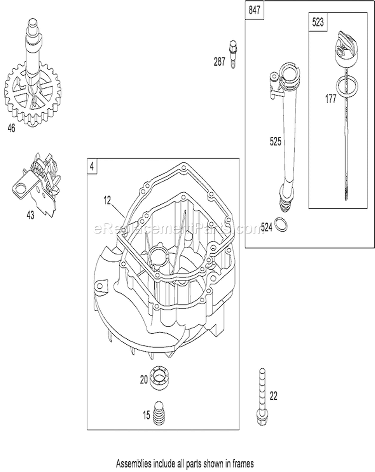 Crankcase Cover/Sump Assembly Diagram and Parts List for 290000001-290999999 - 2009 Toro Lawn Mower