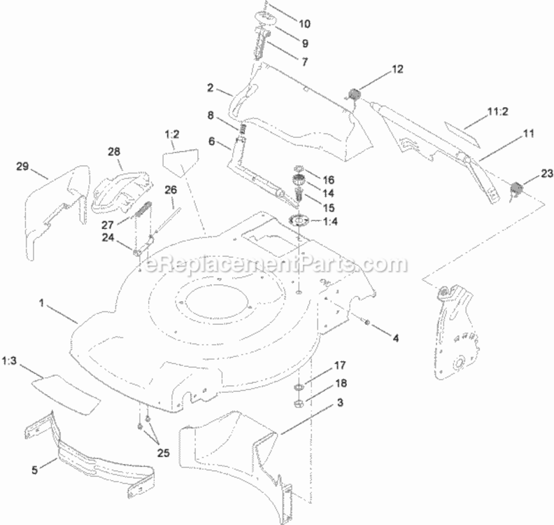 Housing_Side_Chute_And_Rear_Door_Assembly Diagram and Parts List for 311000001 - 311999999 Toro Lawn Mower