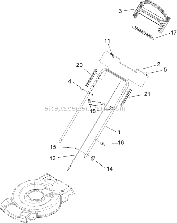 Handle Assembly Diagram and Parts List for 290000001-290999999 - 2009 Toro Lawn Mower