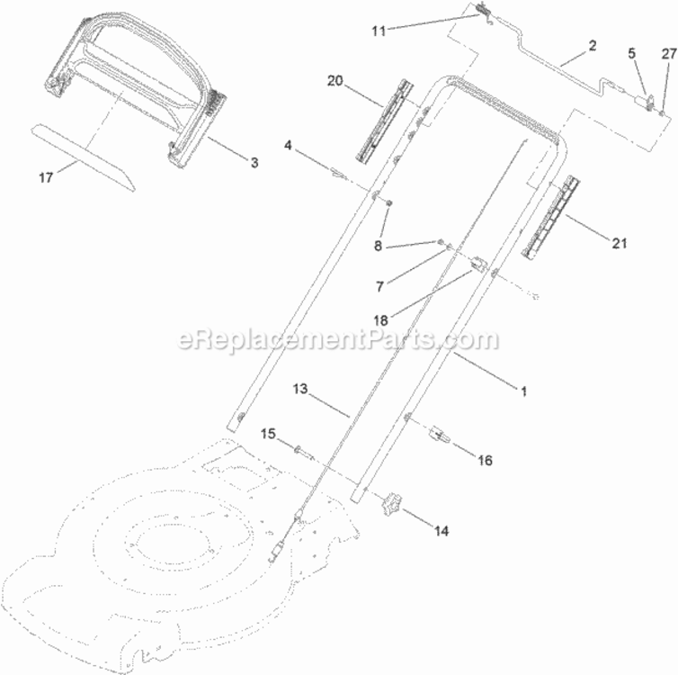 Upper_Handle_Assembly Diagram and Parts List for 311000001 - 311999999 Toro Lawn Mower