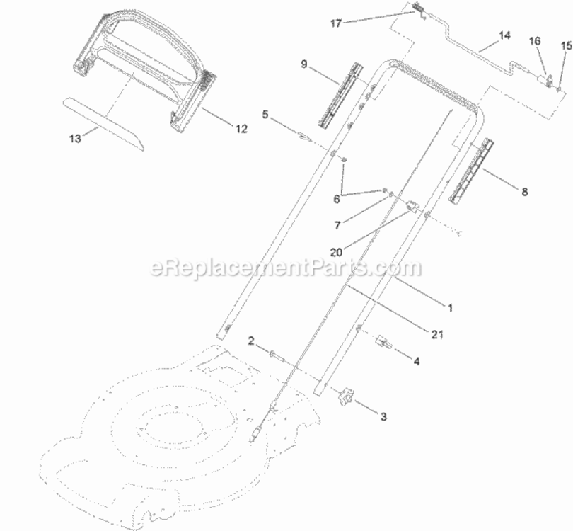 Upper_Handle_Assembly Diagram and Parts List for 312000001 - 312999999 Toro Lawn Mower