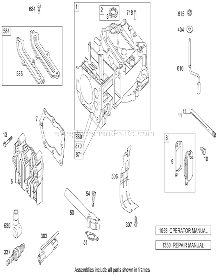 Cylinder Assembly Diagram and Parts List for 280000001-280999999 - 2008 Toro Lawn Mower
