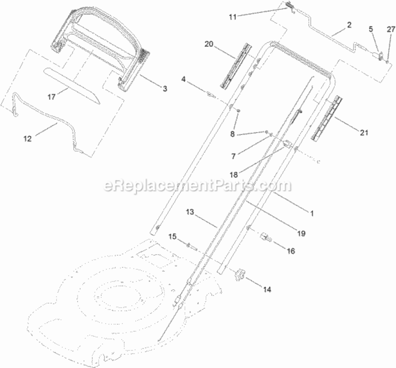 D - D - Handle Assembly Diagram and Parts List for 311000001 - 311999999 Toro Lawn Mower