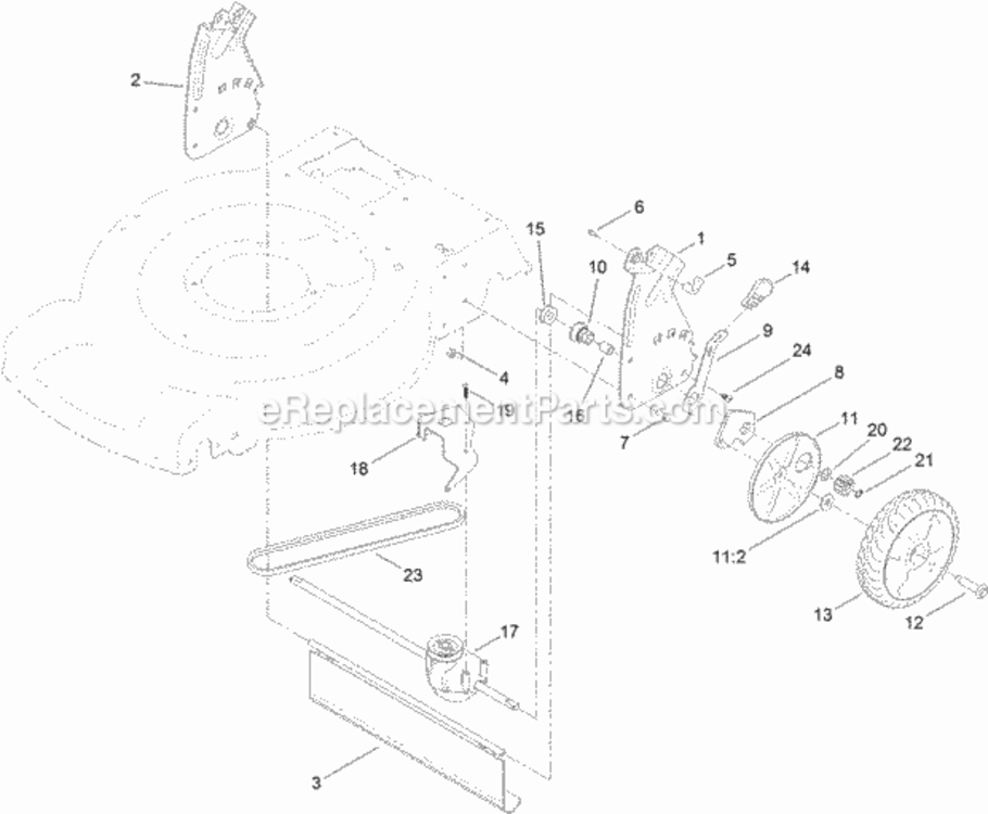 G - G - Transmission And Rear Wheel Drive Assembly Diagram and Parts List for 311000001 - 311999999 Toro Lawn Mower