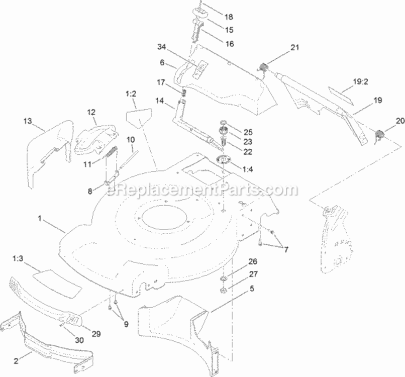 Deck_Side_Chute_And_Rear_Door_Assembly Diagram and Parts List for 313000001 - 313999999 Toro Lawn Mower