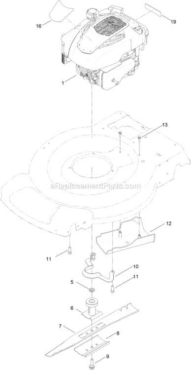 Engine_And_Blade_Assembly Diagram and Parts List for 314000001 - 314200000 Toro Lawn Mower