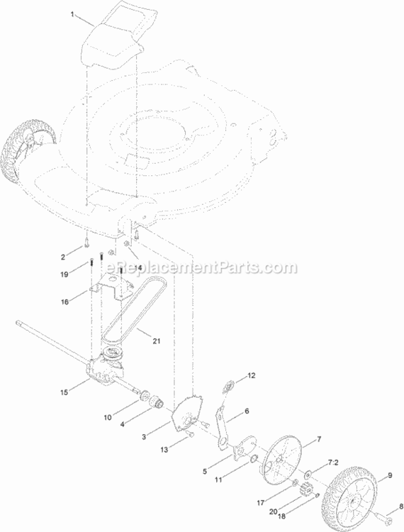 Transmission_And_Front_Wheel_Drive_Assembly Diagram and Parts List for 314000001 - 314999999 Toro Lawn Mower