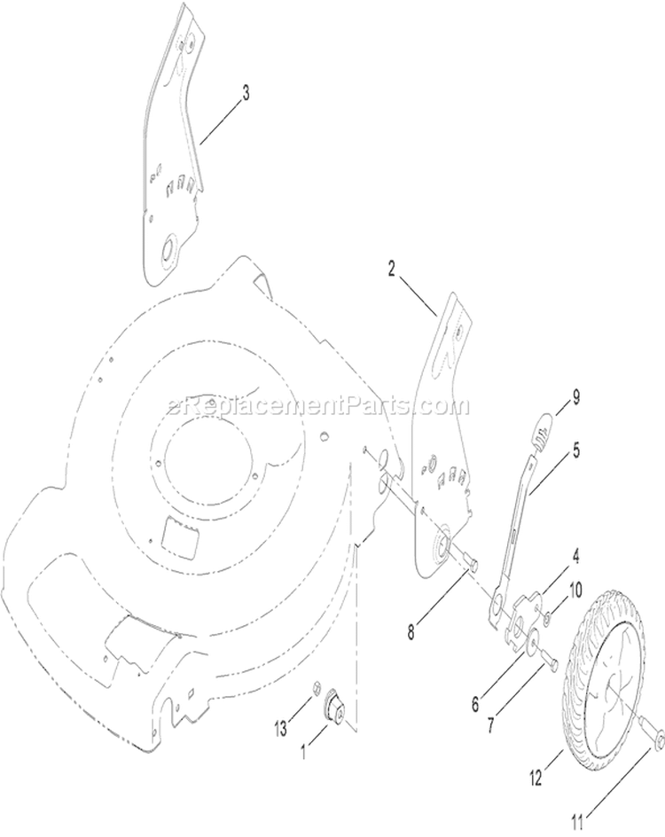 Rear Wheel and Height-of-Cut Assembly Diagram and Parts List for 310000001-310001316 - 2010 Toro Lawn Mower