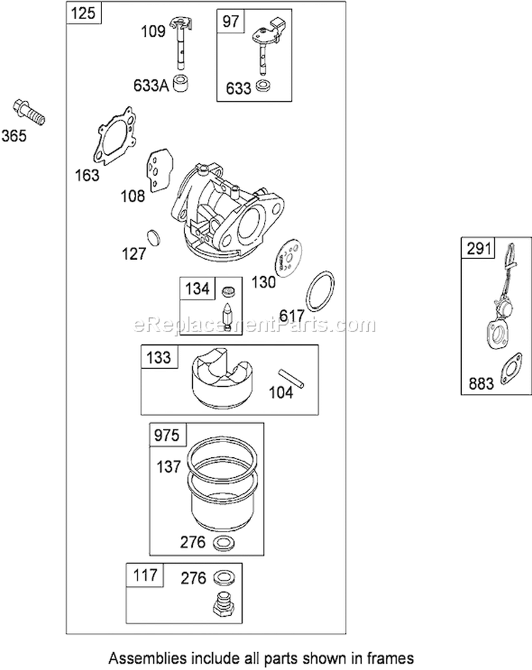 Carburetor and Fuel Tank Diagram and Parts List for 290000001-290999999 - 2009 Toro