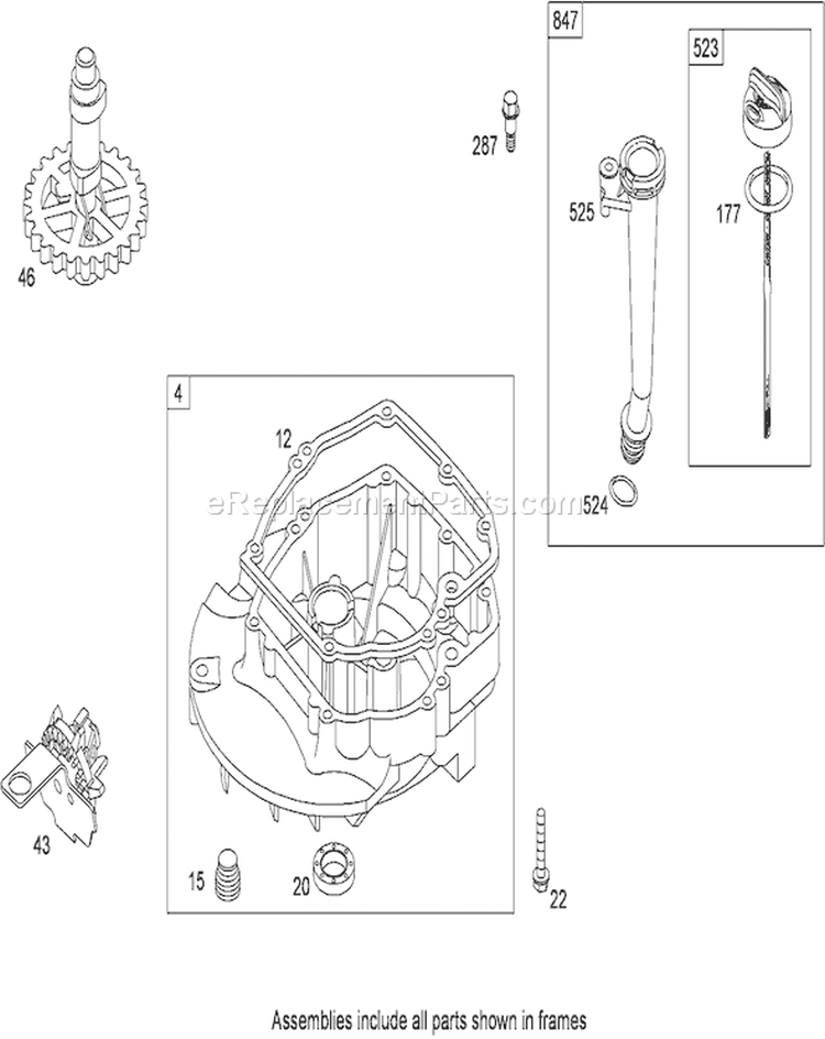 Crankcase Cover/Sump Assembly Diagram and Parts List for 290000001-290999999 - 2009 Toro Lawn Mower