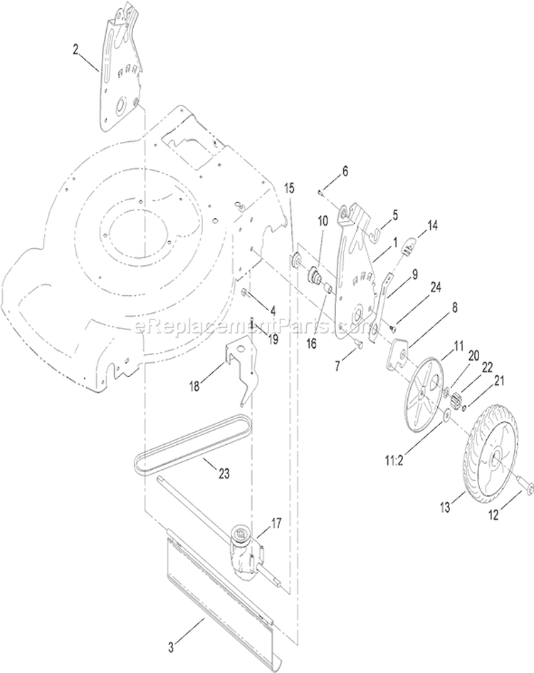 Transmission and Rear Wheel Drive Assembly Diagram and Parts List for 310000001-310999999 - 2010 Toro Lawn Mower