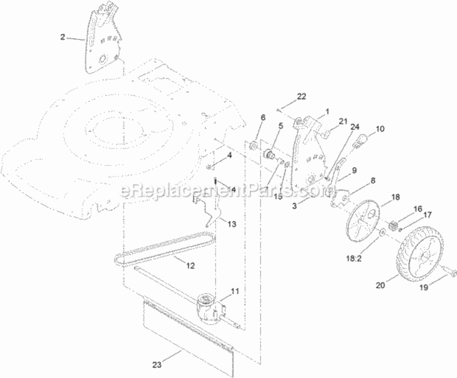 Transmission_And_Rear_Wheel_Drive_Assembly Diagram and Parts List for 312000001 - 312999999 Toro Lawn Mower