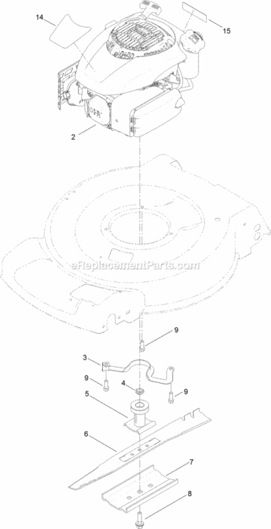 Engine_And_Blade_Assembly Diagram and Parts List for 314200001 - 314999999 Toro Lawn Mower