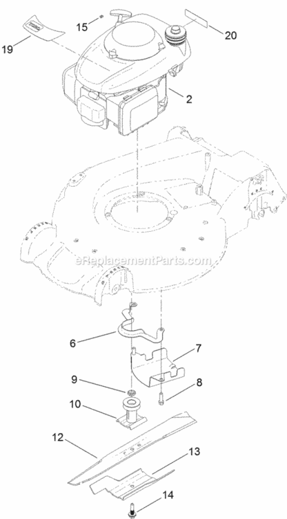 Engine_And_Blade_Assembly Diagram and Parts List for 312000001 - 312999999 Toro Lawn Mower