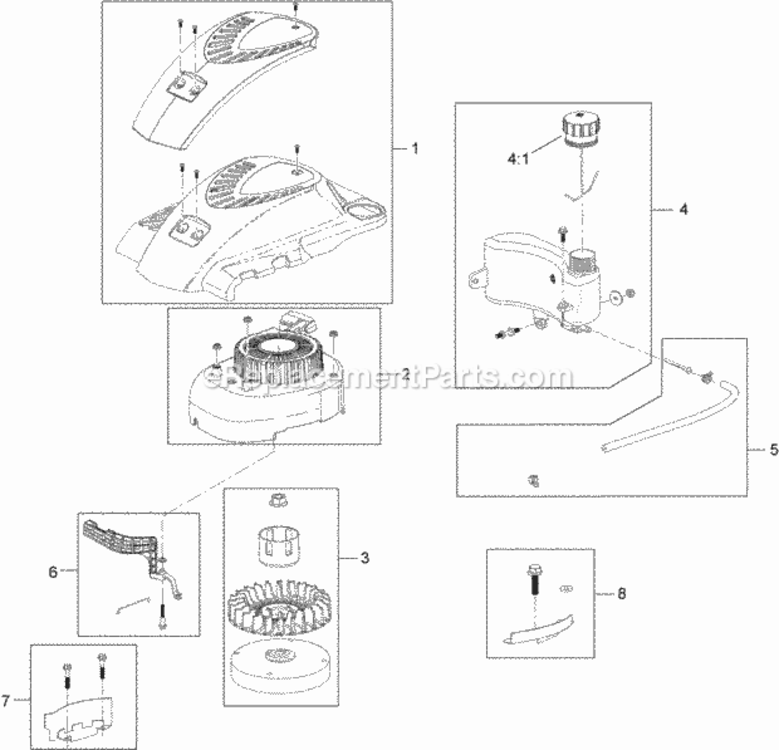 Shroud_Flywheel_And_Fuel_Tank_Assembly Diagram and Parts List for 313000001 - 313999999 Toro Lawn Mower
