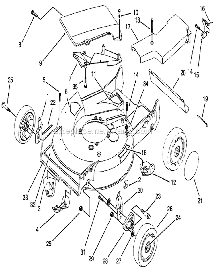 Housing Assembly Diagram and Parts List for 49000001-49999999 - 1994 Toro Lawn Mower