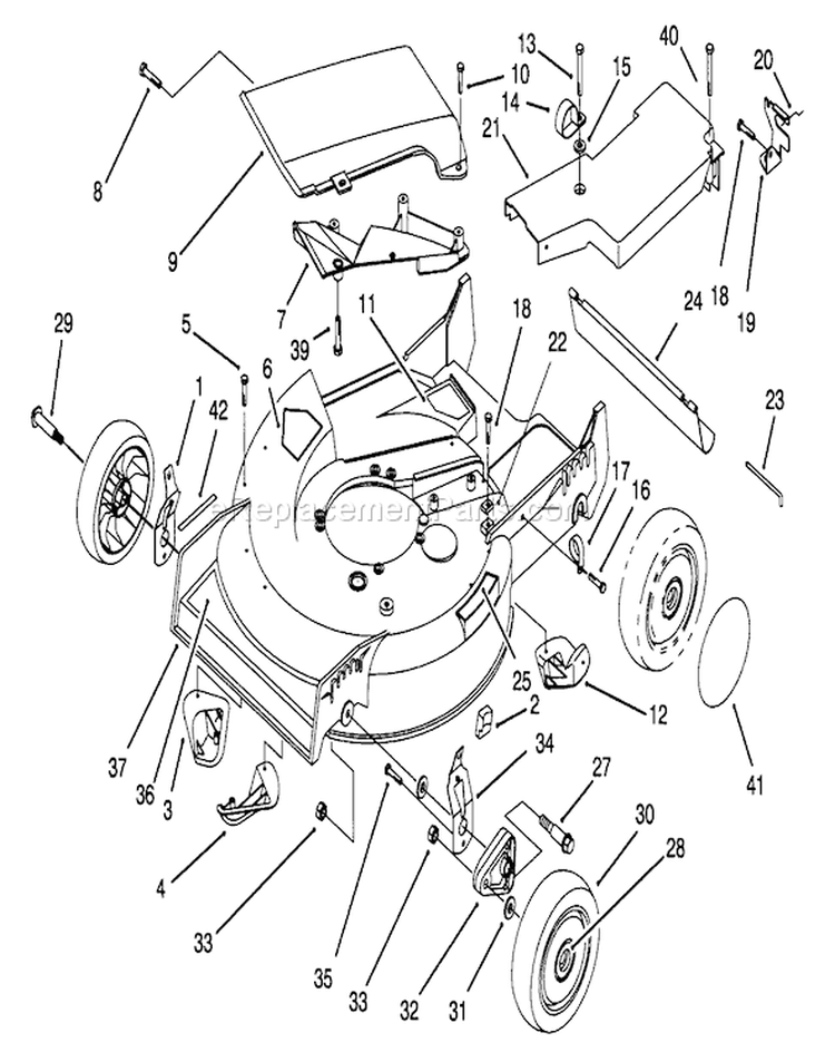 Housing Assembly Diagram and Parts List for 49000001-49999999 - 1994 Toro Lawn Mower