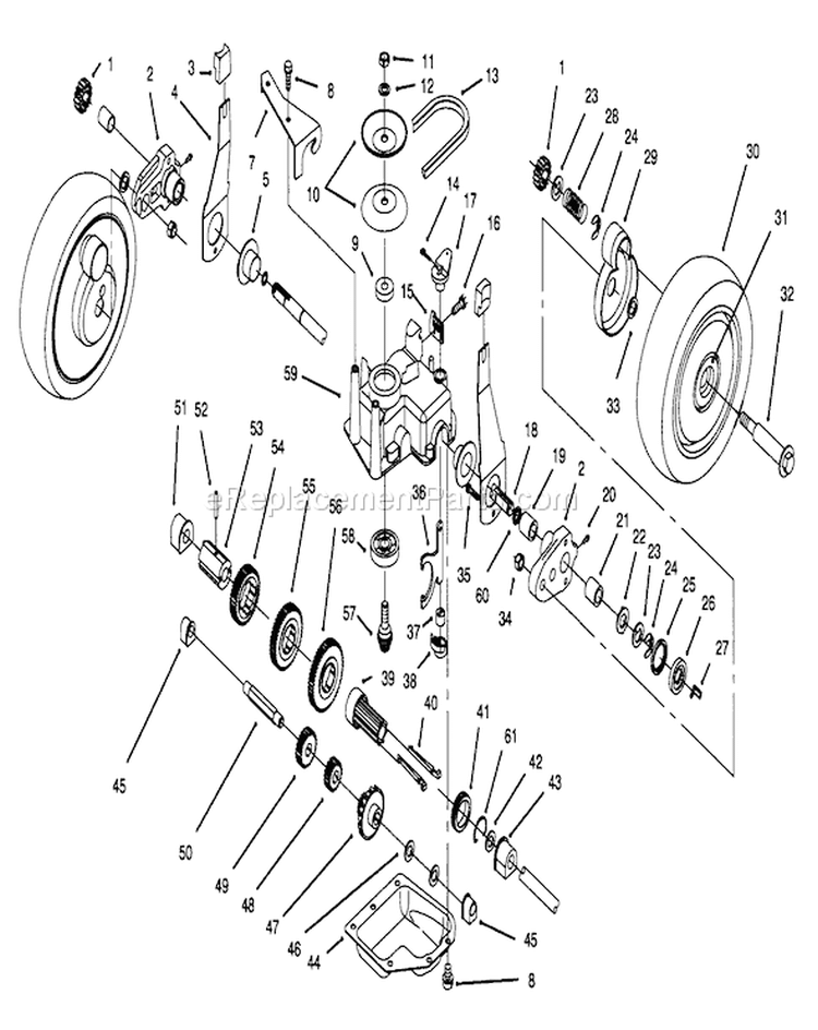 Gear Case Assembly Diagram and Parts List for 49000001-49999999 - 1994 Toro Lawn Mower
