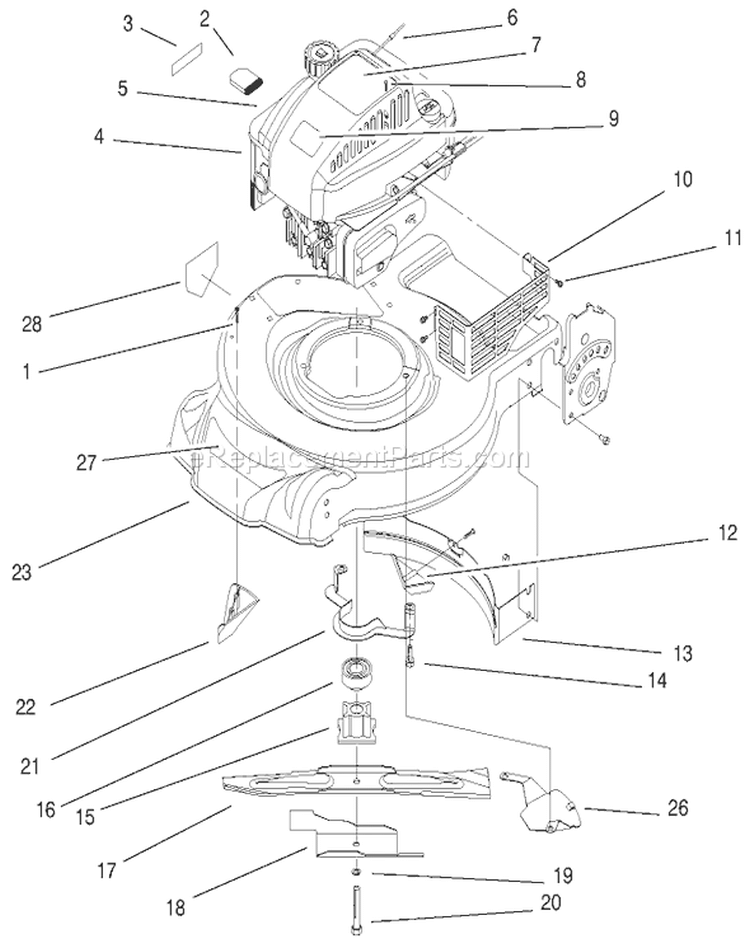 Engine Assembly Diagram and Parts List for 8900001-8999999 - 1998 Toro Lawn Mower
