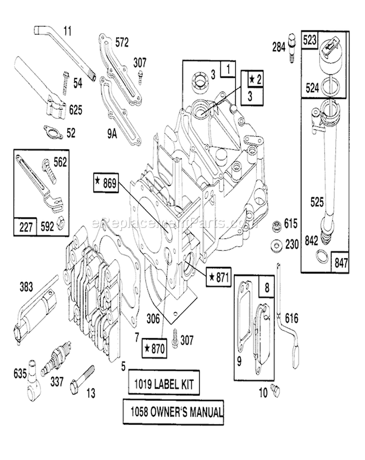 Engine Briggs & Stratton Model 127802-0640-01 Diagram and Parts List for 6900001-6999999 - 1996 Toro Lawn Mower