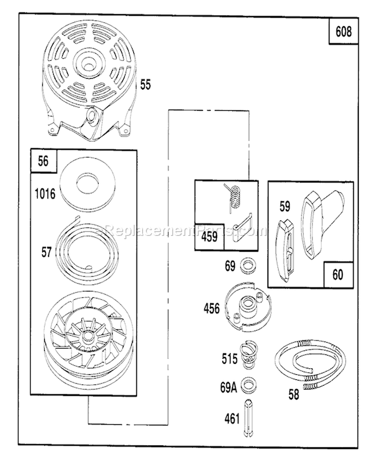 Page H Diagram and Parts List for 6900001-6999999 - 1996 Toro Lawn Mower