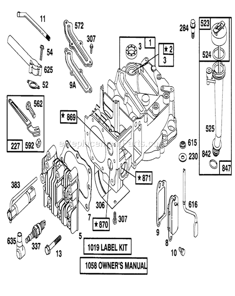 Engine Briggs & Stratton Model 128807-0658-01 Diagram and Parts List for 6900001-6999999 - 1996 Toro Lawn Mower