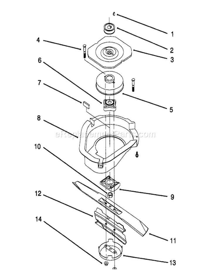 Blade Brake Clutch Assembly Diagram and Parts List for 5900001-5999999 - 1995 Toro Lawn Mower
