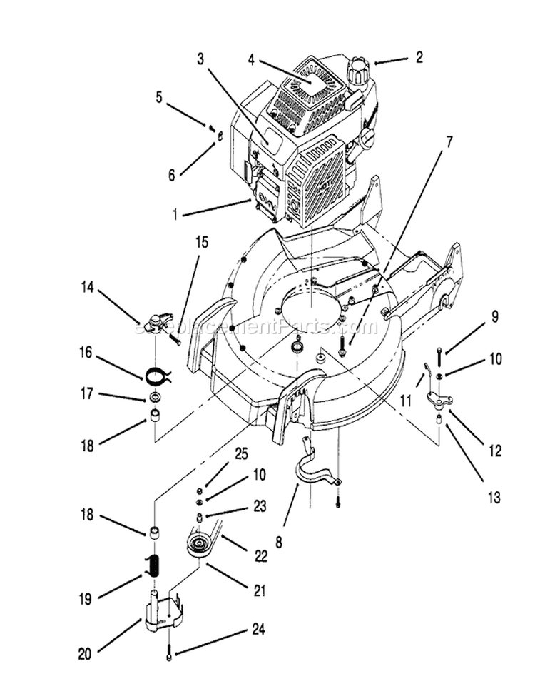 Engine Diagram and Parts List for 5900001-5999999 - 1995 Toro Lawn Mower