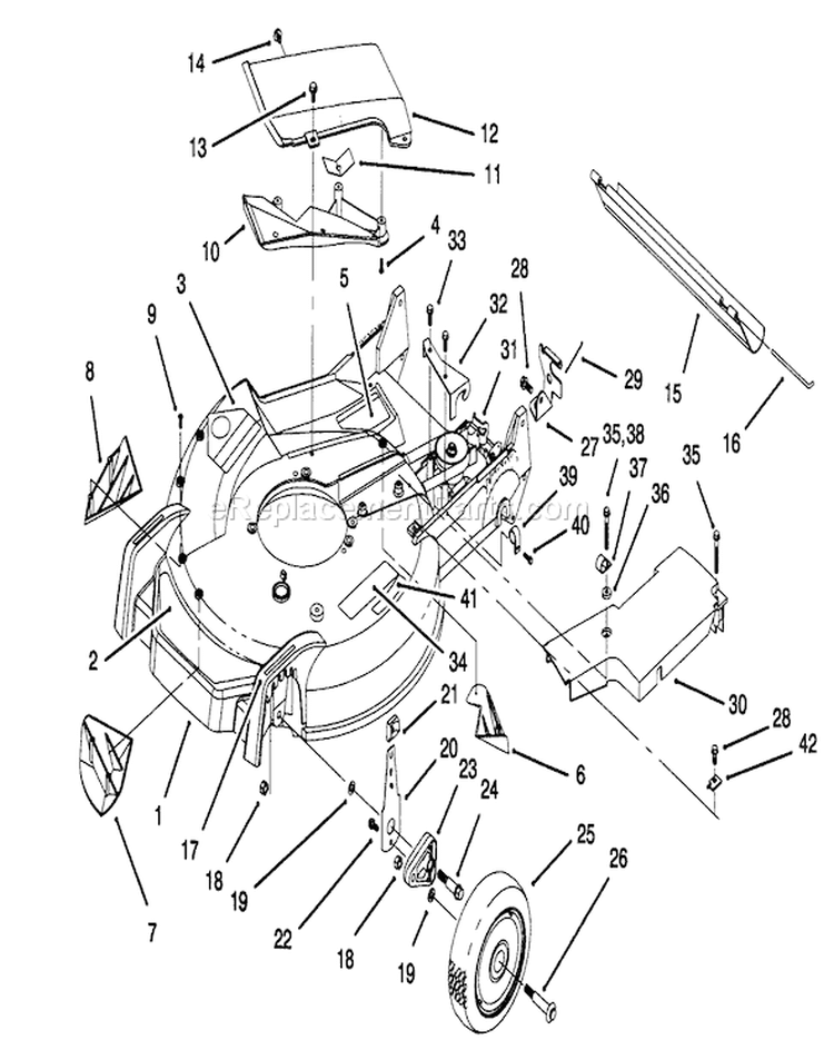 Housing Assembly Diagram and Parts List for 5900001-5999999 - 1995 Toro Lawn Mower