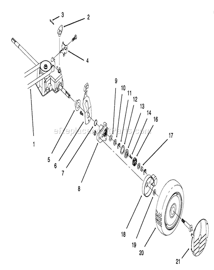 Rear Axle Assembly Diagram and Parts List for 5900001-5999999 - 1995 Toro Lawn Mower