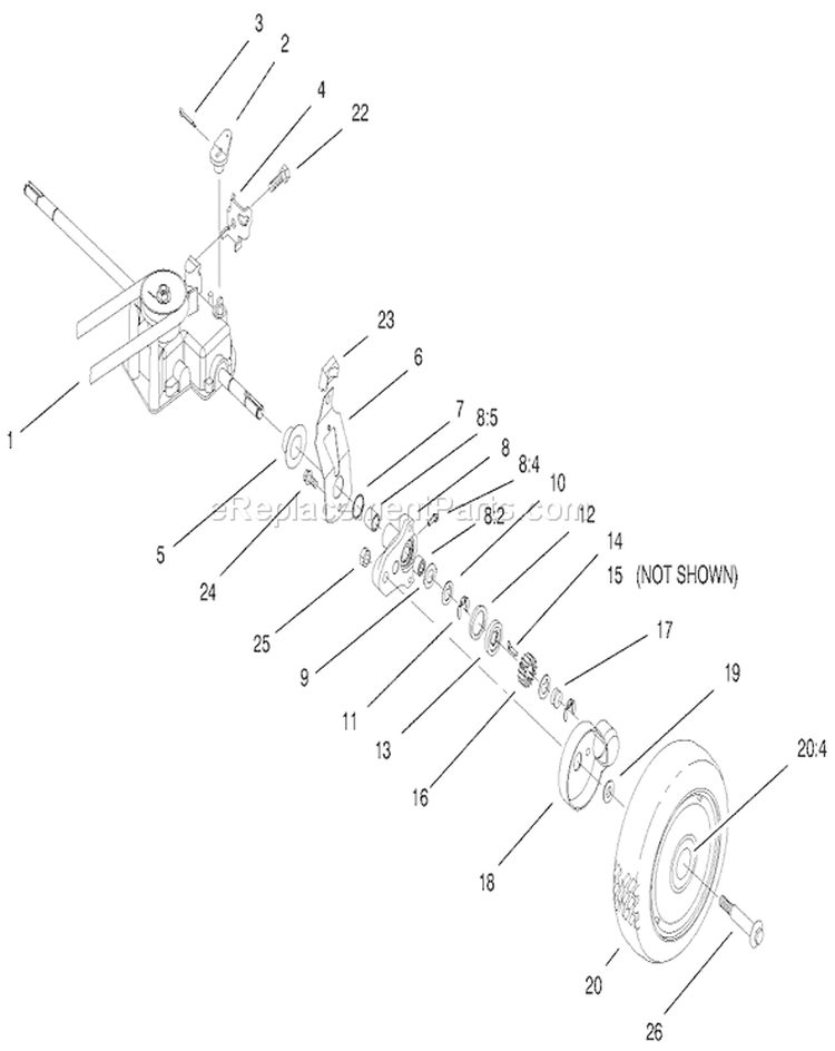 Rear Axle Assembly Diagram and Parts List for 8900001-8999999 - 1998 Toro Lawn Mower