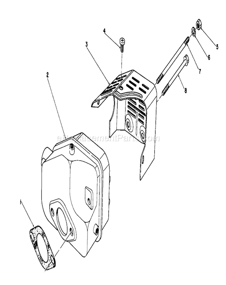 Muffler Assembly Diagram and Parts List for 4000001-4999999 - 1984 Toro Lawn Mower