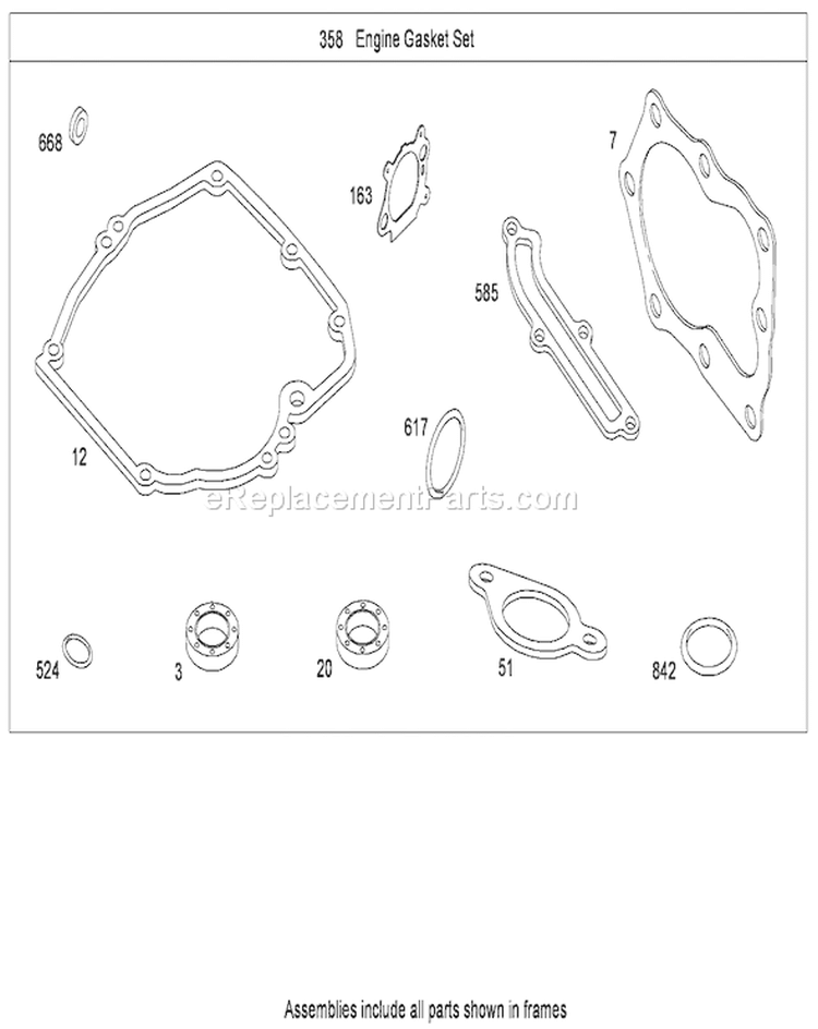 Engine Gasket Set Diagram and Parts List for 280000001-280999999 - 2008 Toro