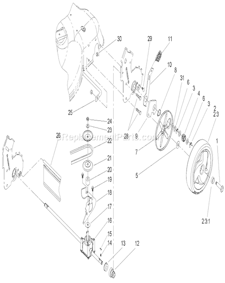 Rear Axle and Transmission Assembly Diagram and Parts List for 250000001-250999999 - 2005 Toro Lawn Mower