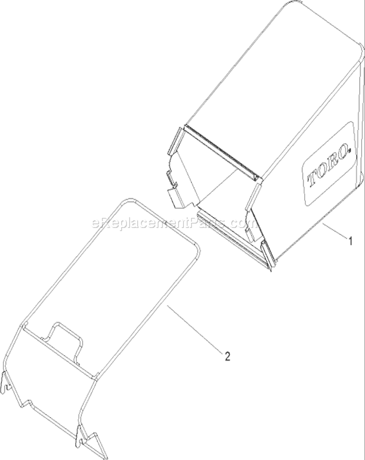 Rear Bag Assembly Diagram and Parts List for 250000001-250999999 - 2005 Toro Lawn Mower