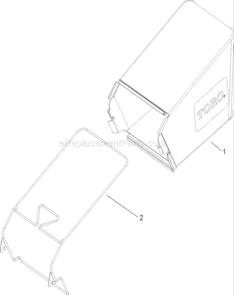 Rear Bag Assembly Diagram and Parts List for 260000001-260999999 - 2006 Toro Lawn Mower