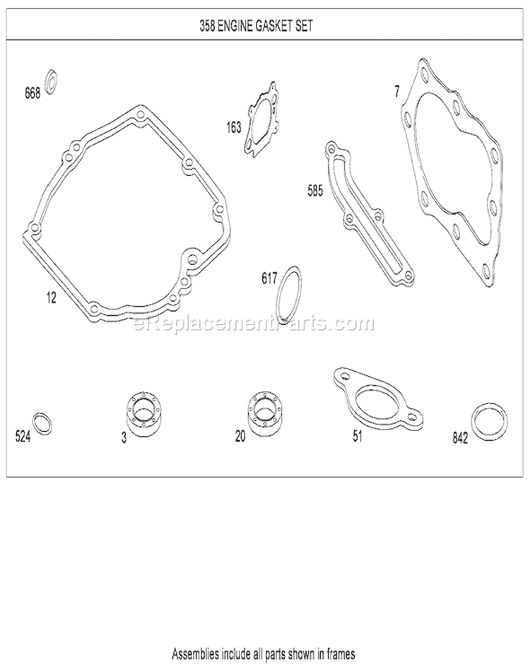 Engine Gasket Set Diagram and Parts List for 290000001-290999999 - 2009 Toro Lawn Mower
