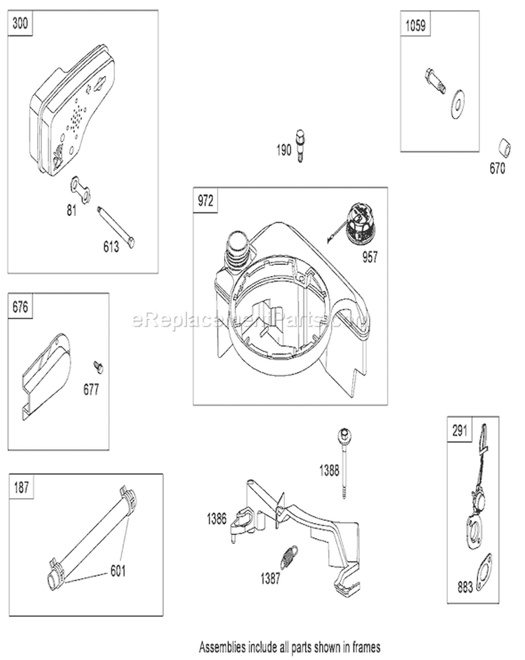 Muffler and Fuel Tank Assembly Diagram and Parts List for 290000001-290999999 - 2009 Toro Lawn Mower