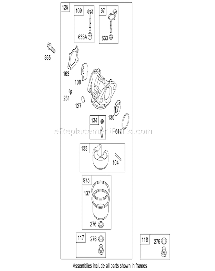 Carburetor Assembly Diagram and Parts List for 290000001-290999999 - 2009 Toro Lawn Mower