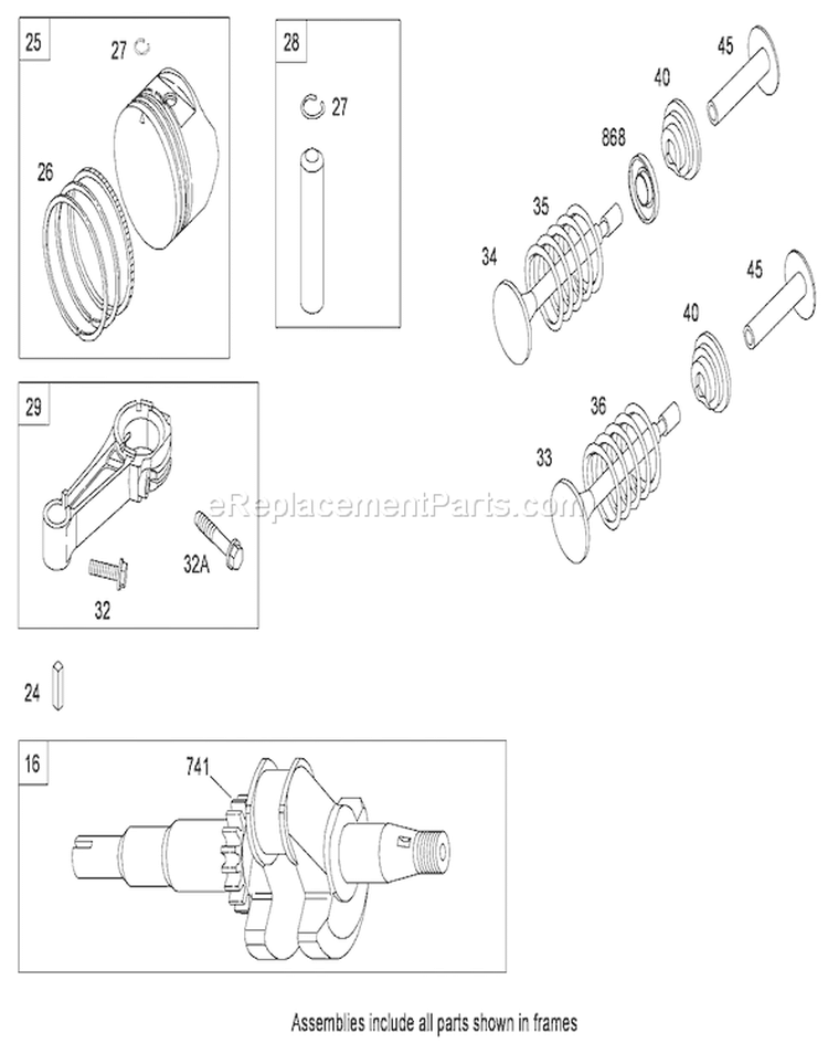 Crankshaft Assembly Diagram and Parts List for 280000001-280001676 - 2008 Toro
