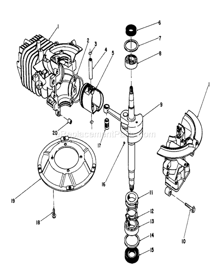 Crankshaft Assembly Diagram and Parts List for 4000001-4999999 - 1984 Toro Lawn Mower