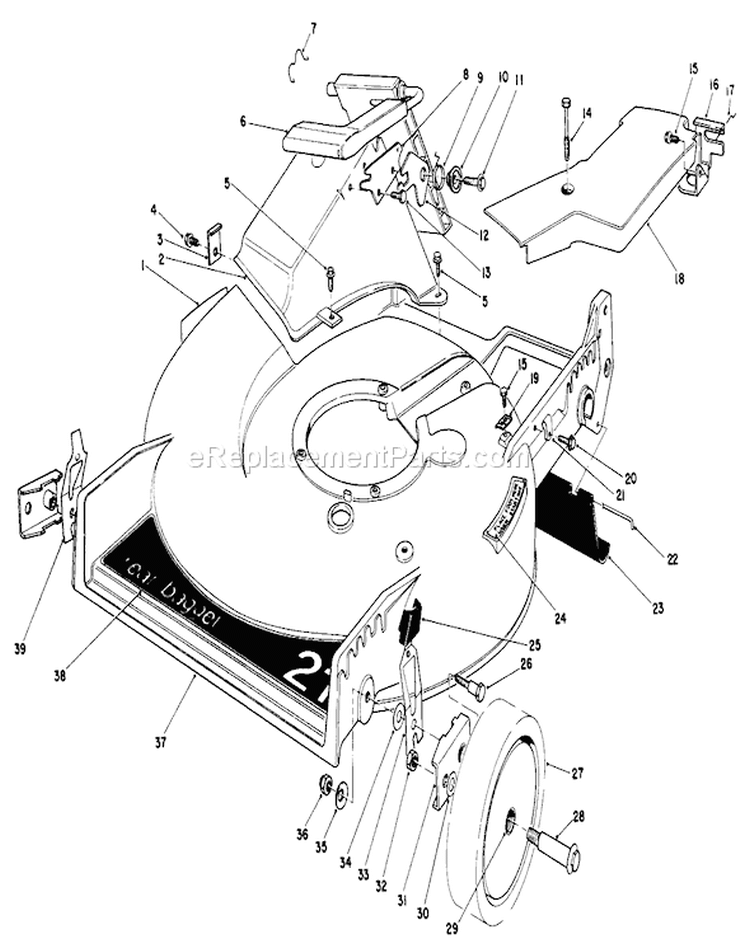 Housing Assembly Diagram and Parts List for 6000001-6999999 - 1986 Toro Lawn Mower