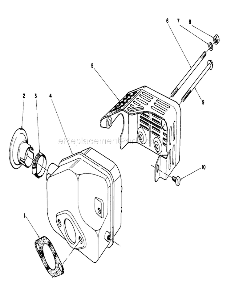 Muffler Assembly Diagram and Parts List for 6000001-6999999 - 1986 Toro Lawn Mower