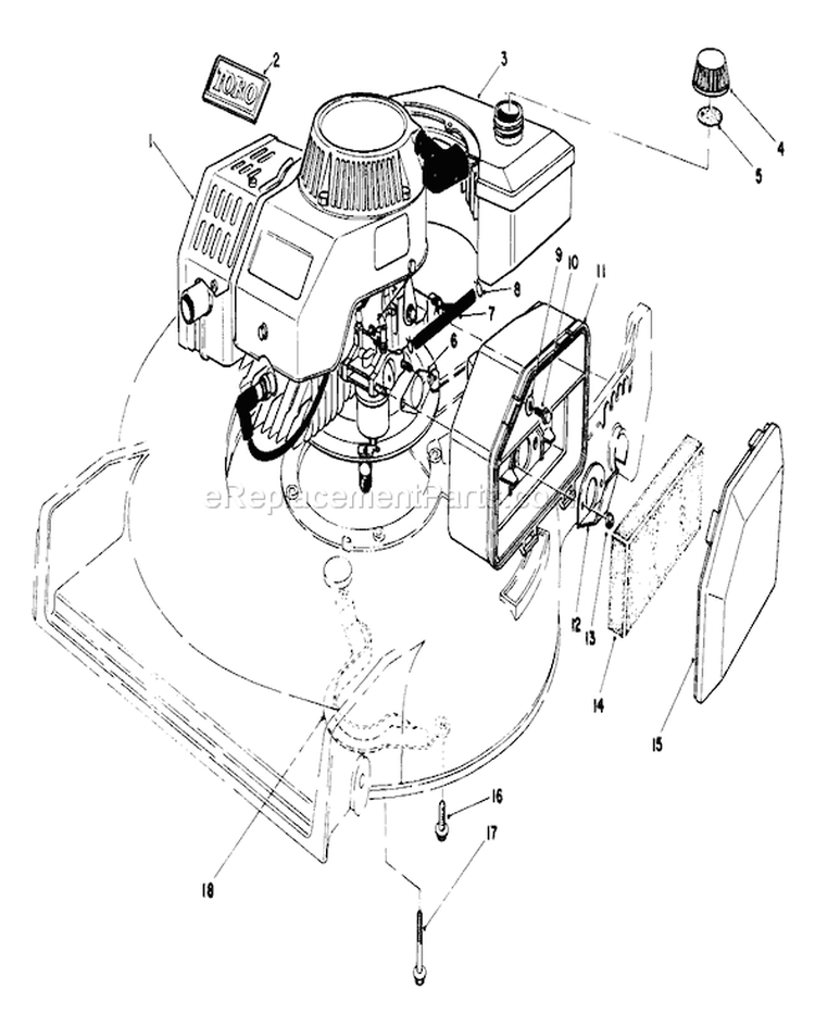 Engine Assembly Diagram and Parts List for 6000001-6999999 - 1986 Toro Lawn Mower