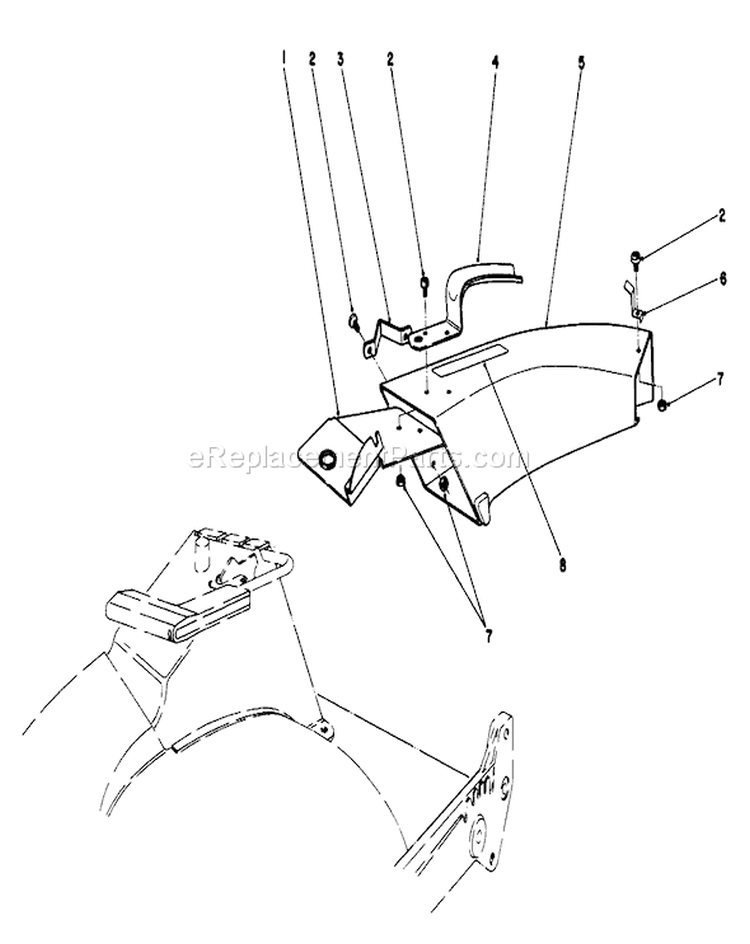 Side Discharge Chute Diagram and Parts List for 7000001-7999999 - 1987 Toro Lawn Mower